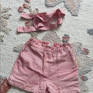 Lemlem Red Striped High Waist Women's Shorts